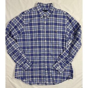 Polo Ralph Lauren Men's Blue Plaid Flannel Shirt Size Large Checkered Lining